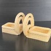 VINTAGE 1960 BOOKENDS WOVEN BASKETS IN 60S RETRO CERAMIC