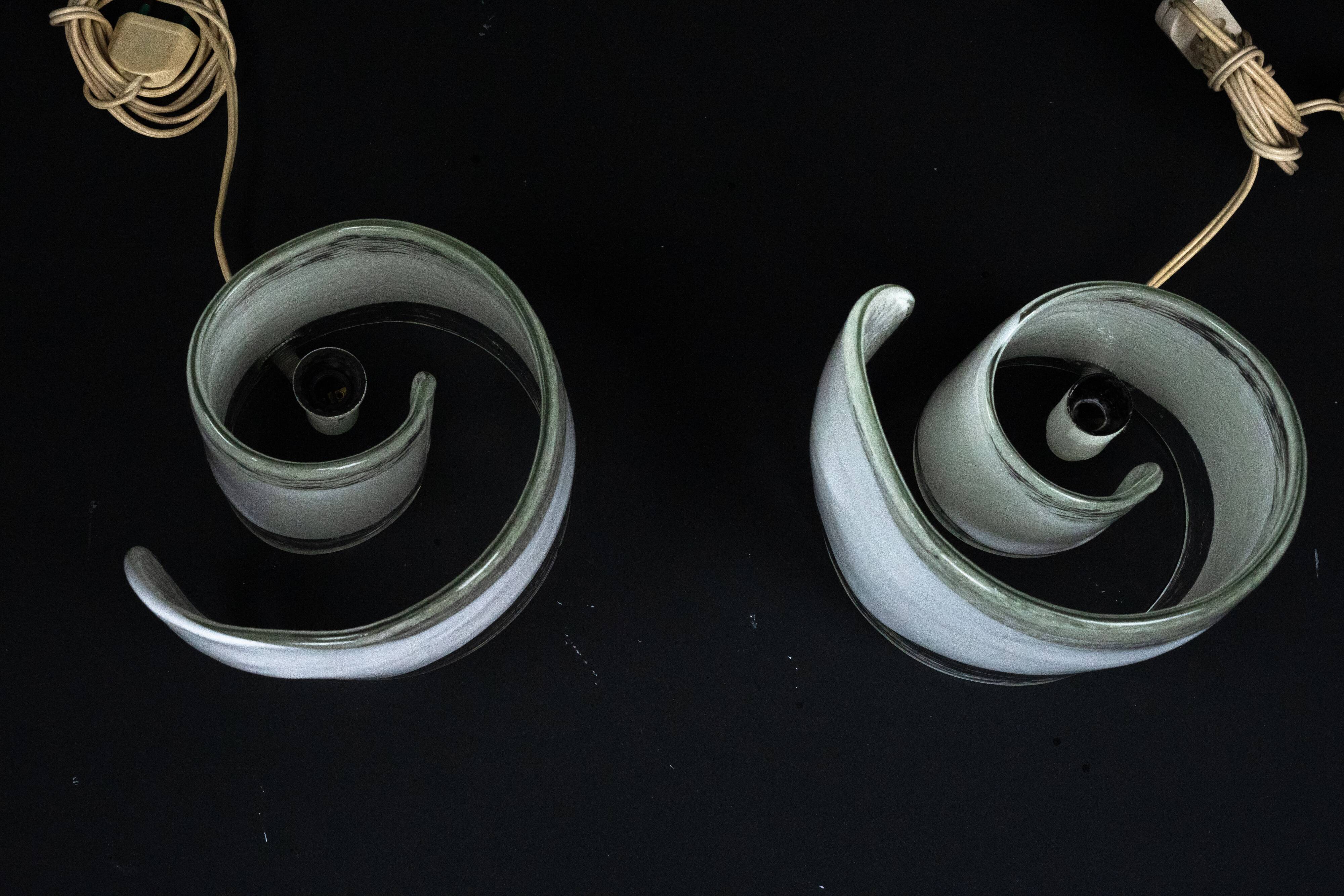 La Murrina, pair of Murano glass table lamps. Italy 1970s