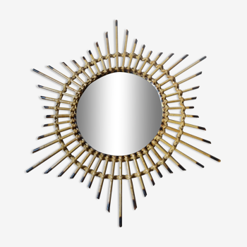 Miroir soleil en rotin