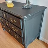 Commode Louis XV laquée noir acier