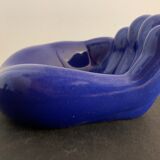 Ceramic ashtray, blue hand shape