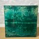 Aldo Tura side table in aqua green with brass legs and lower drawer.