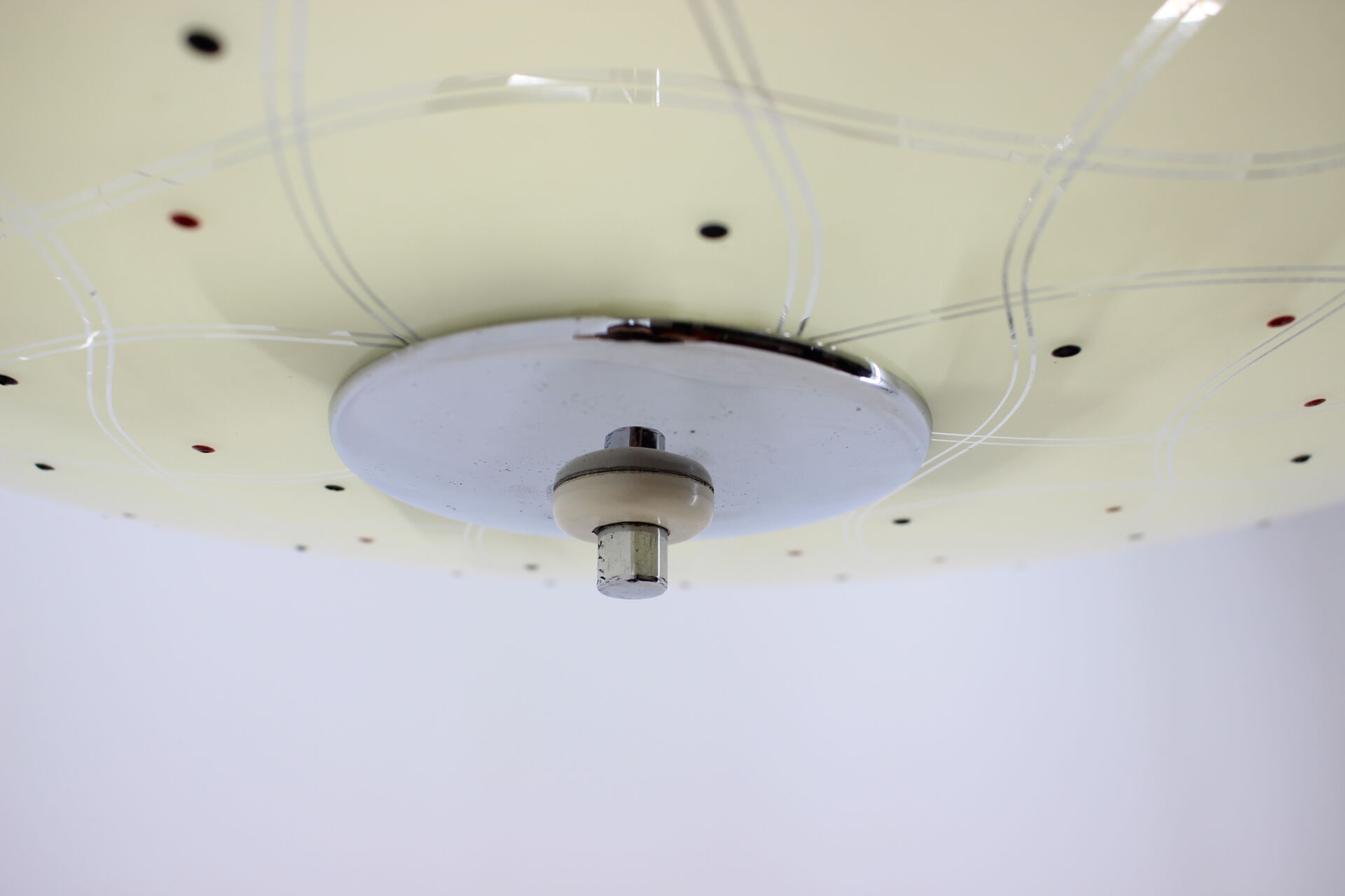 1960s Pendant Light Glass/Chrome, Czechoslovakia