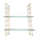 Etagère murale dorée et verre