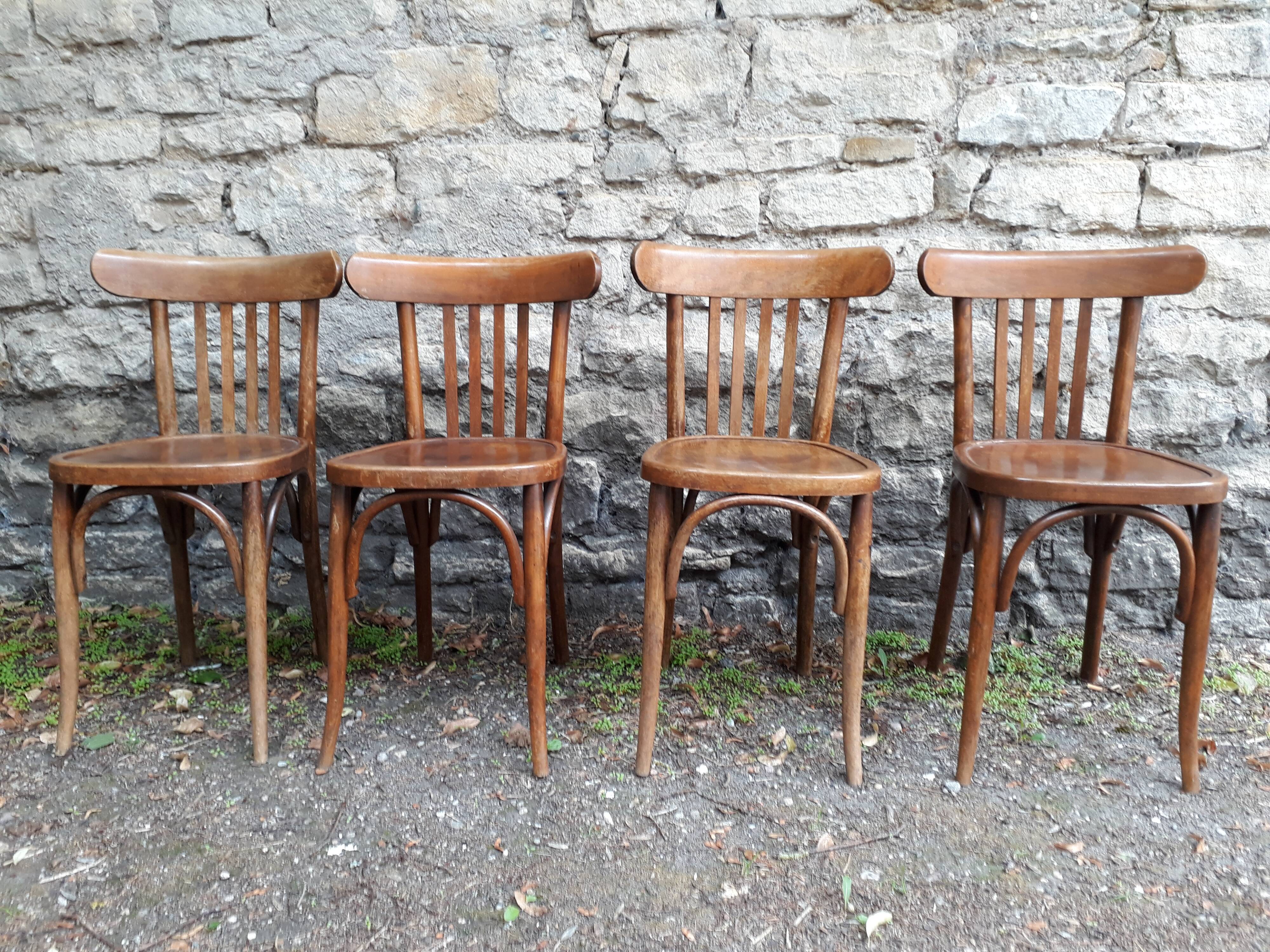 Series of 4 chairs bistro Mahieu 50s