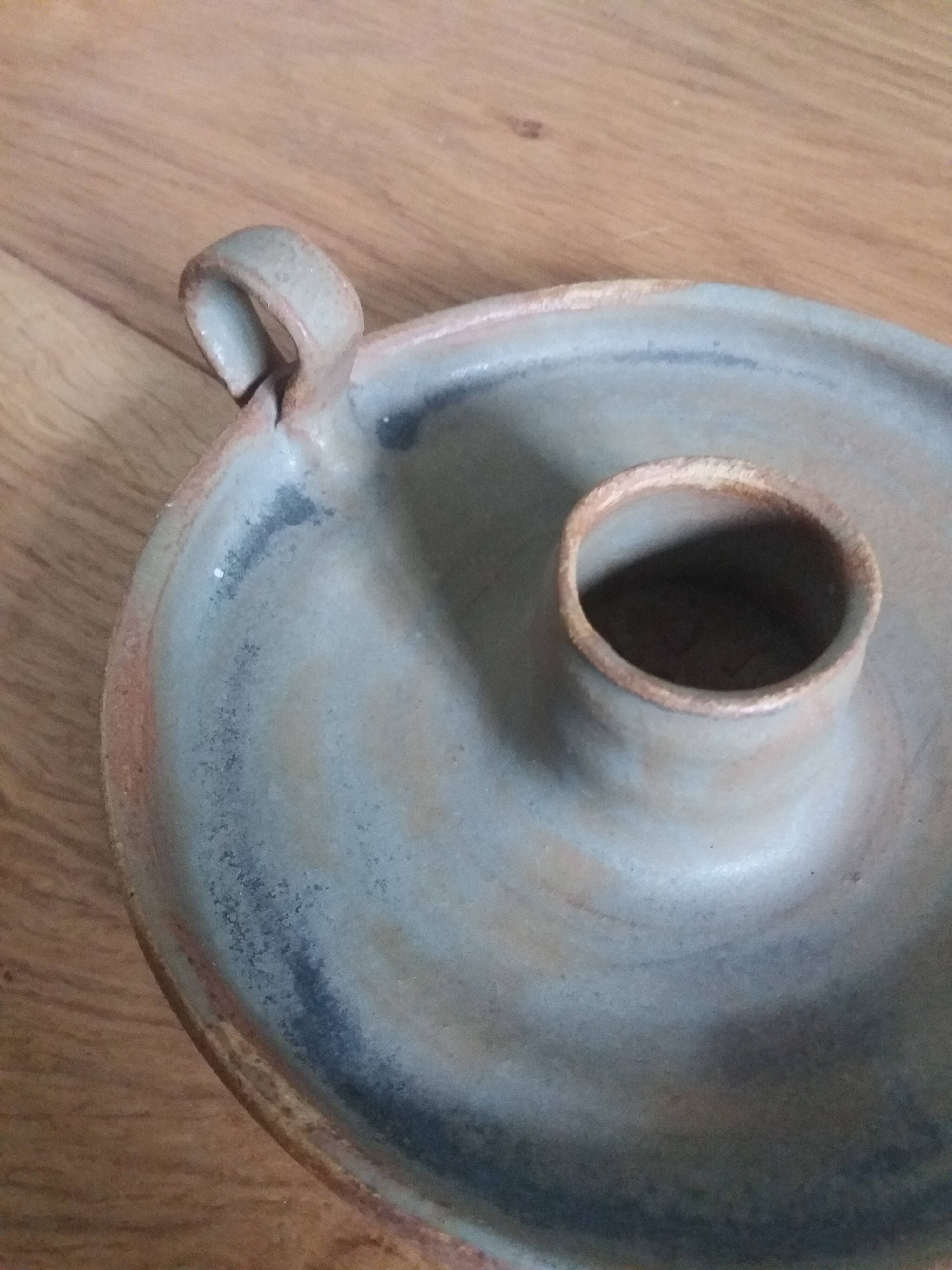 Ceramic cellar rat candle holder signed