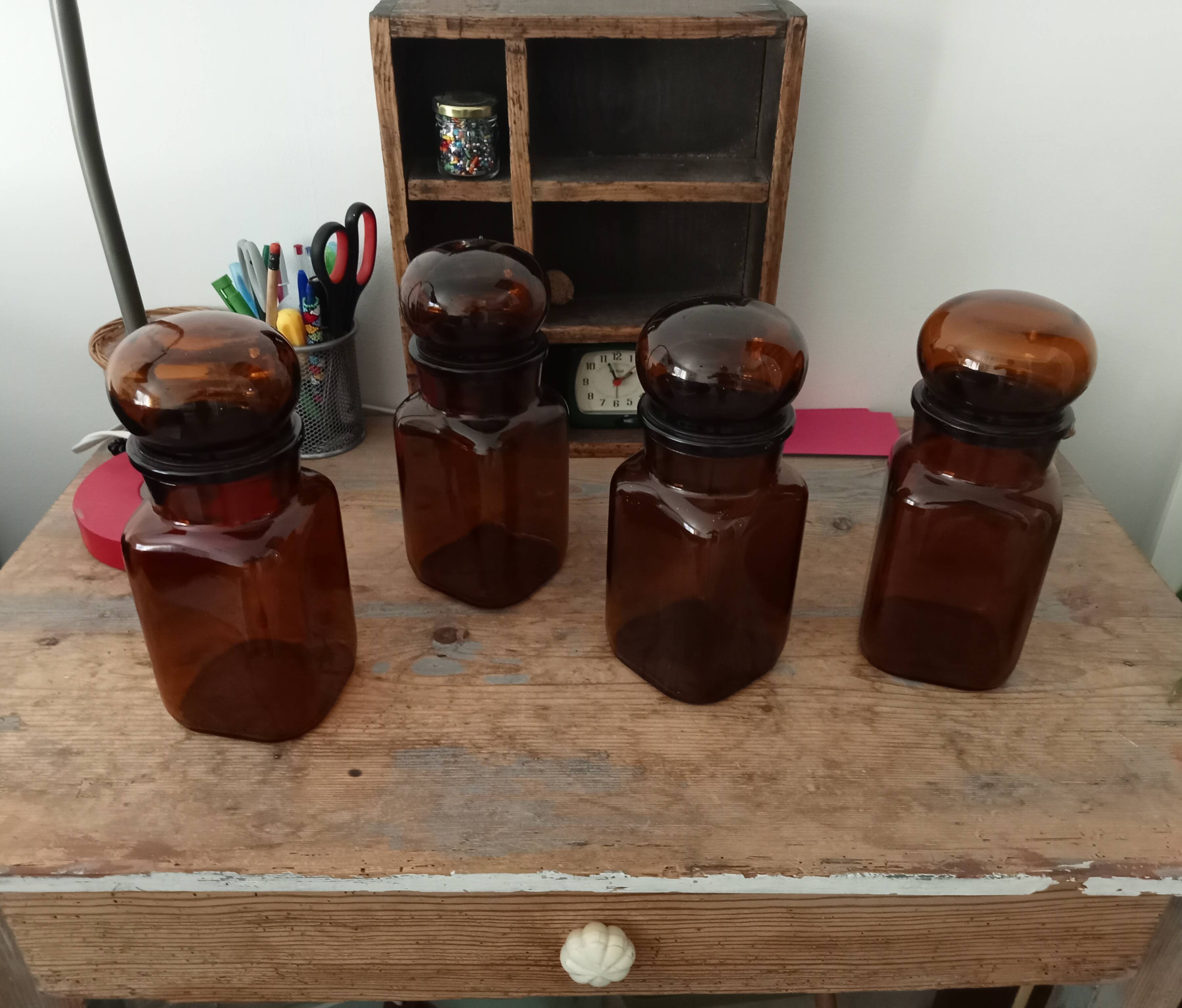 Set of 4 vintage jars 70s