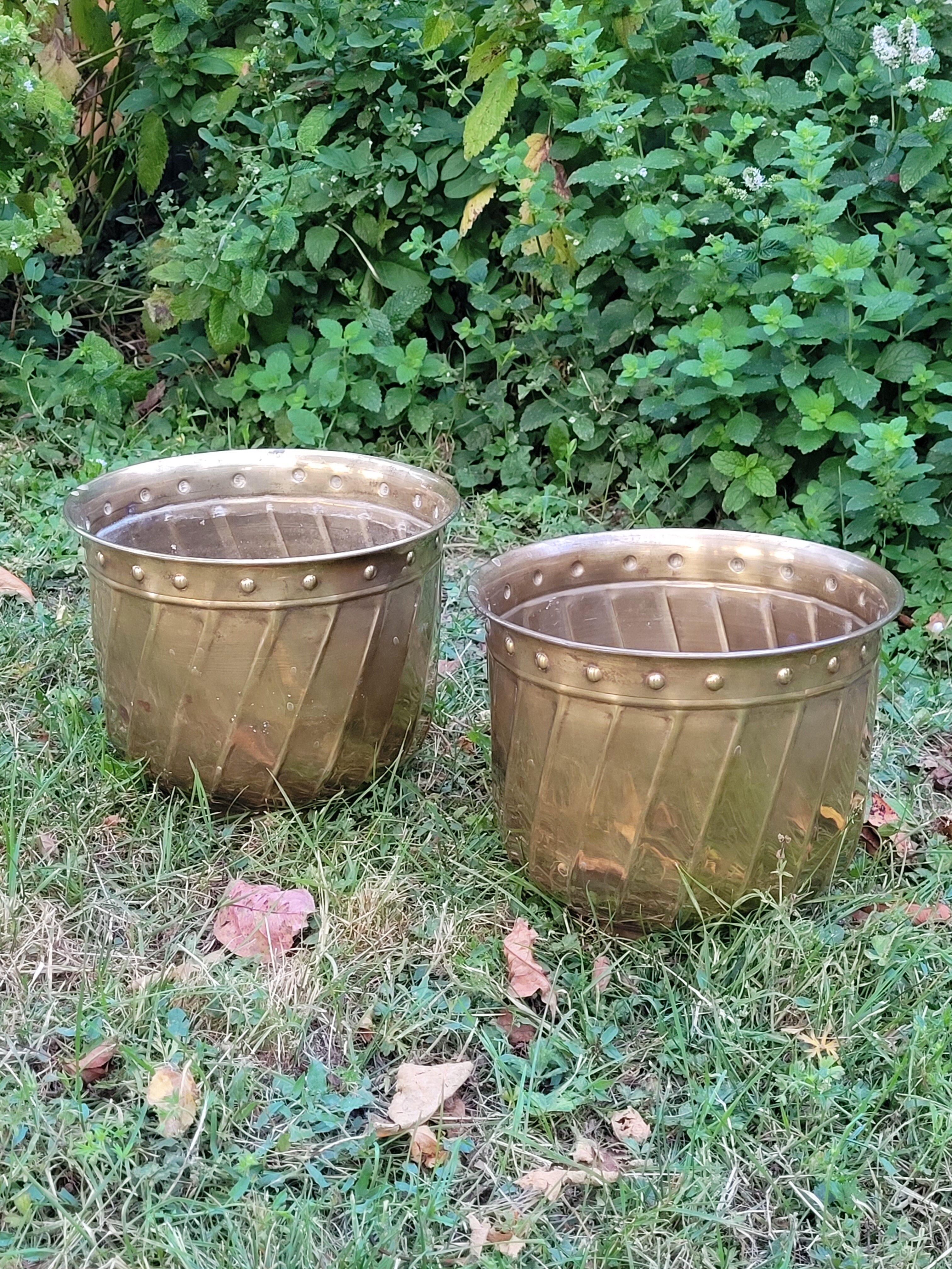 Pair of brass pot cover