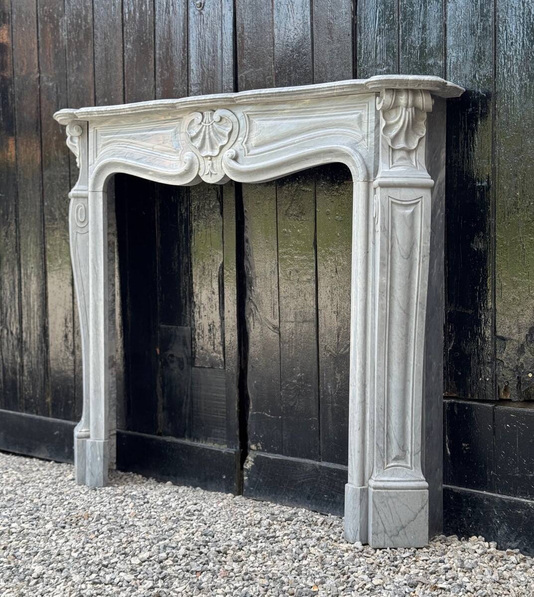Louis XV style fireplace in blue Turkish marble circa 1880