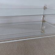 Large Hollywood Regency coffee table Lucite Brass double top 70s