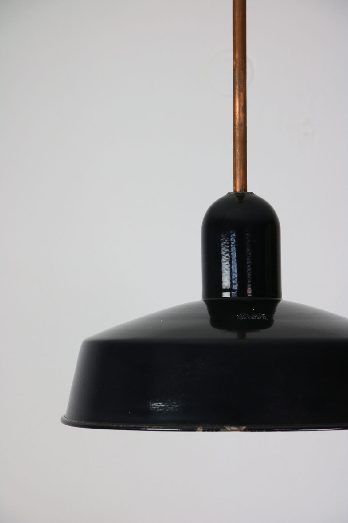 Black industrial enamel pendant light Vintage from Emo, 1960s