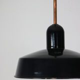 Black industrial enamel pendant light Vintage from Emo, 1960s
