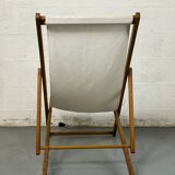 Transat tissus blanc avec structure en bois