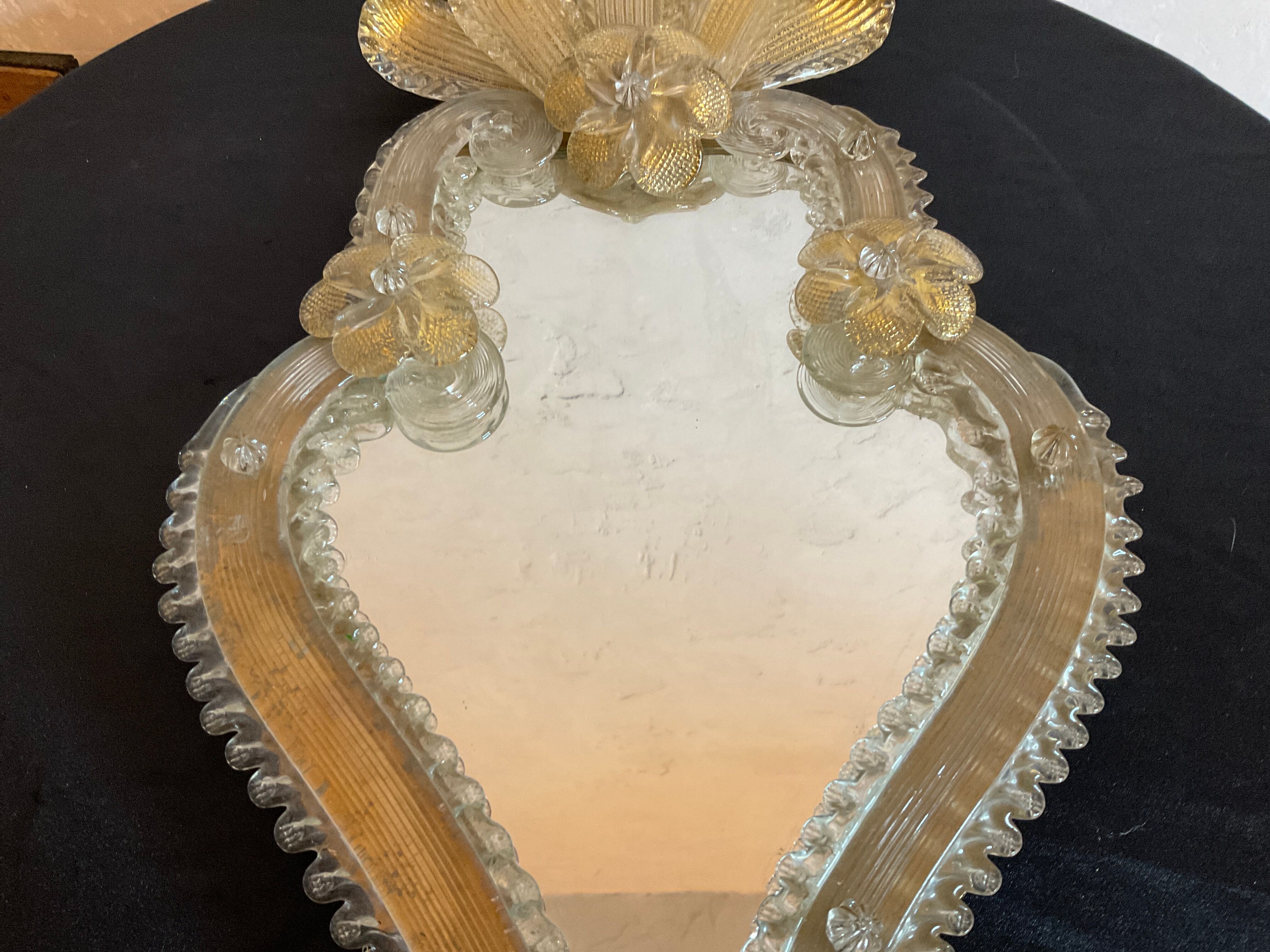 Venetian art nouveau wall mirror Murano 24x44cm