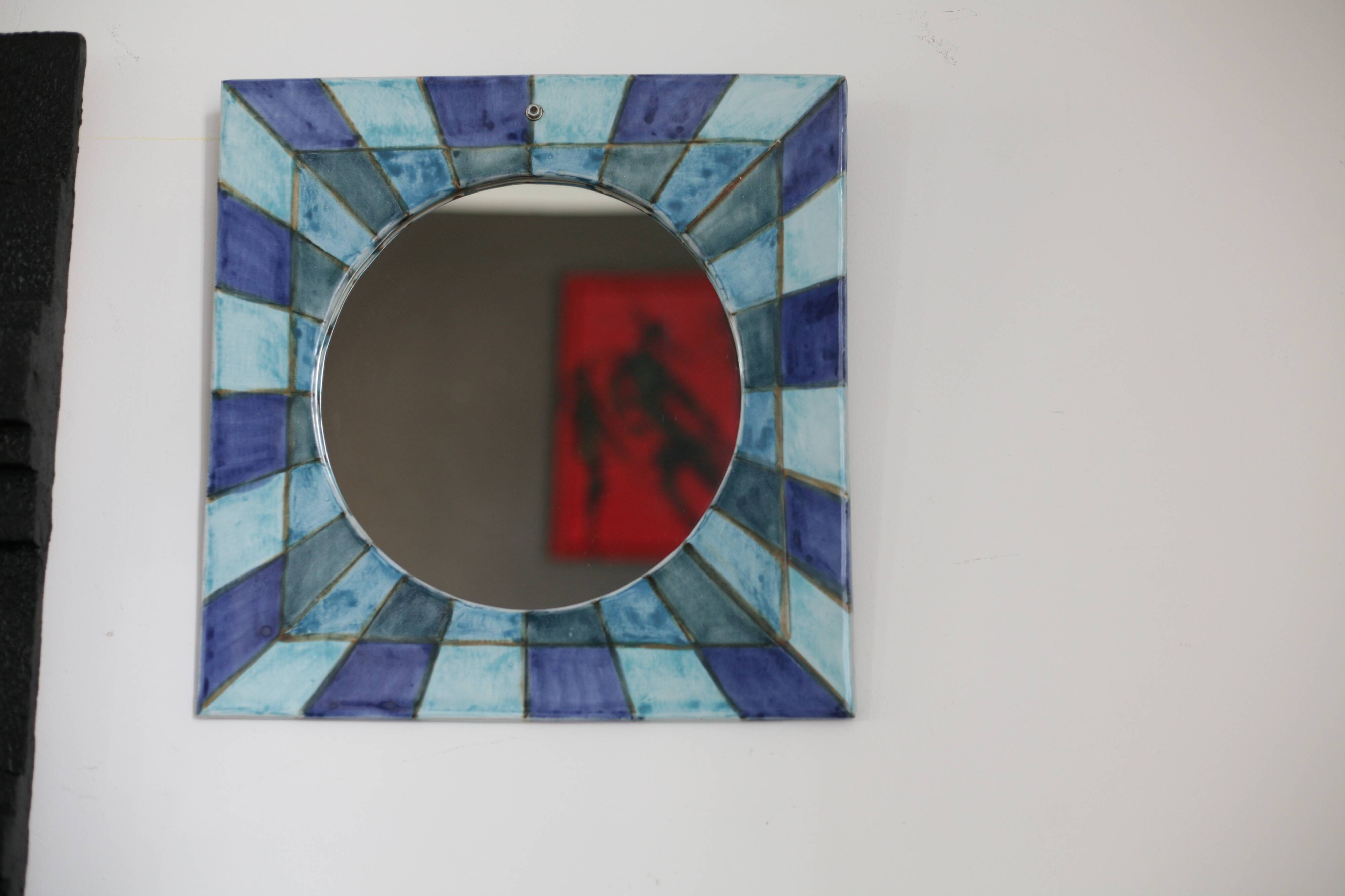 vintage ceramic mirror and design, 1970s