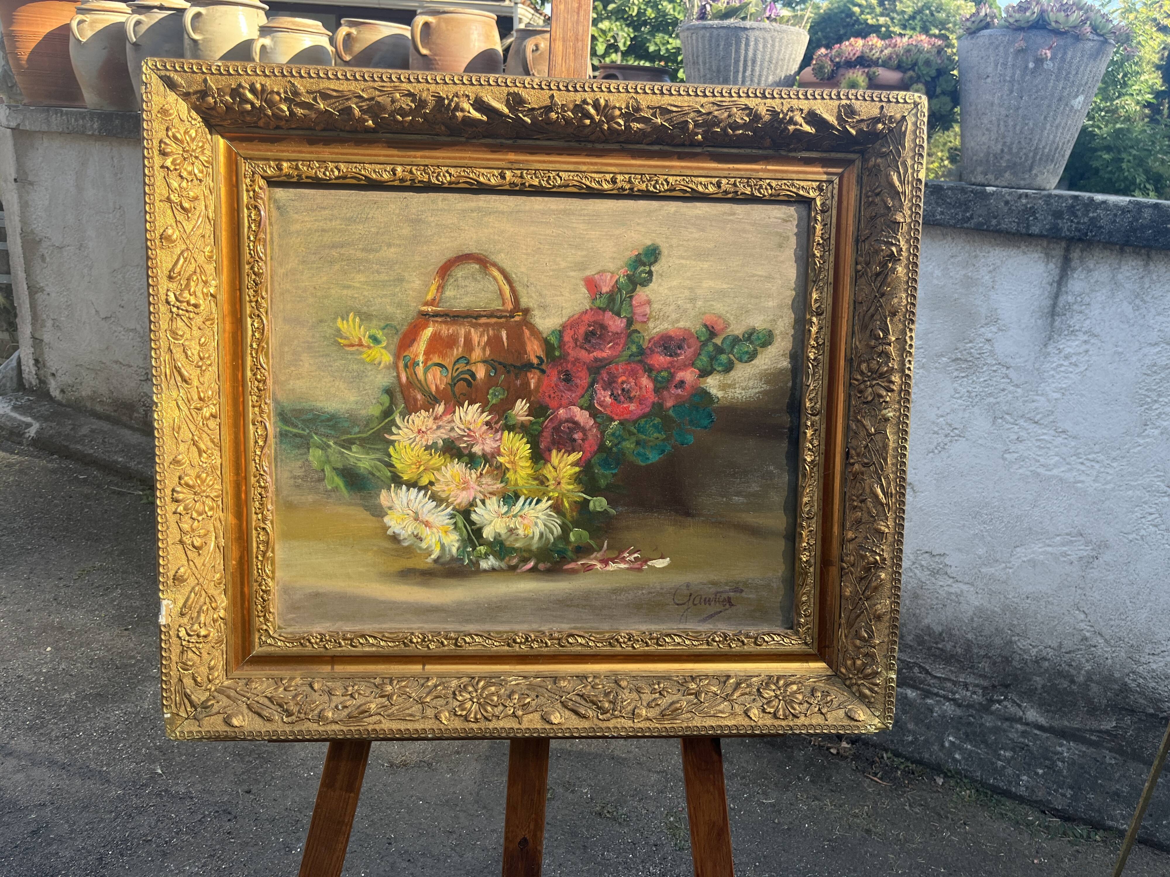 Still Life with Flowers - Oil on Canvas Signed Gautier - Frame Do