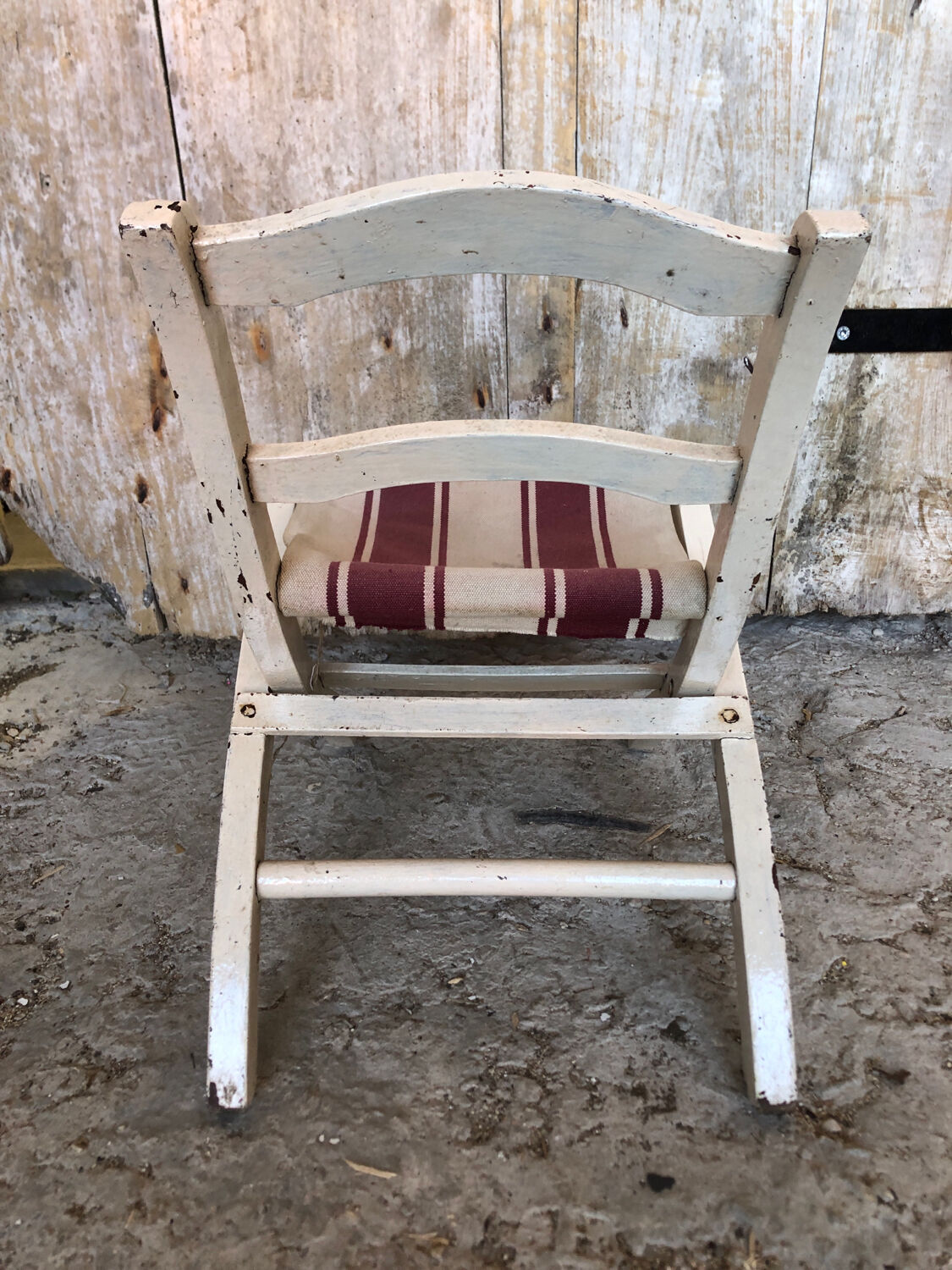 Chaise pliante enfant bebe bois et assise tissu vintage