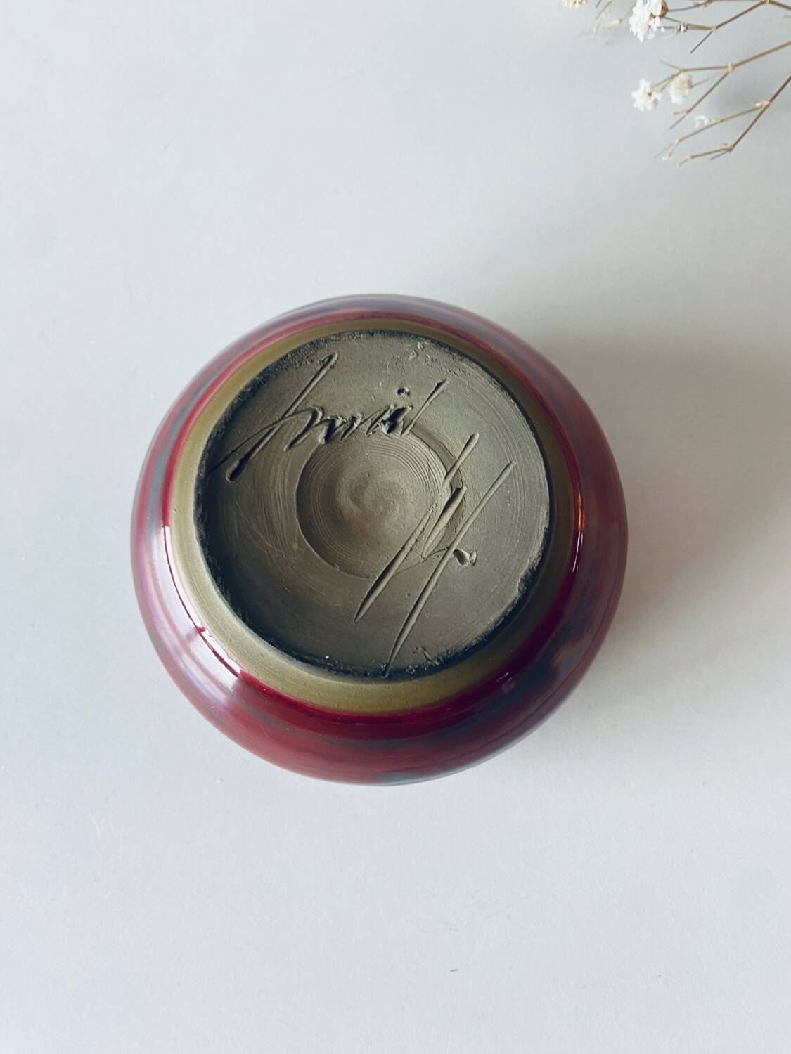 Ceramic candle holder signed