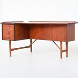 Peter Løvig Nielsen boomerang writing desk in teak Løvig Denmark 1960