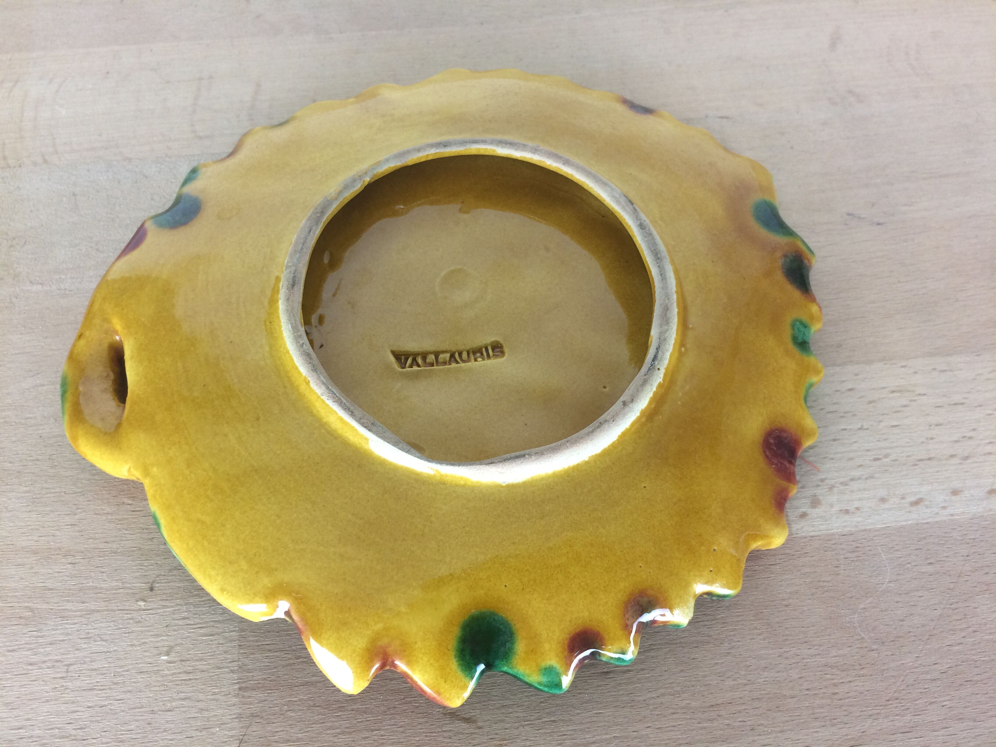 Vallauris mustard pepper shaker, dabbling, ceramics