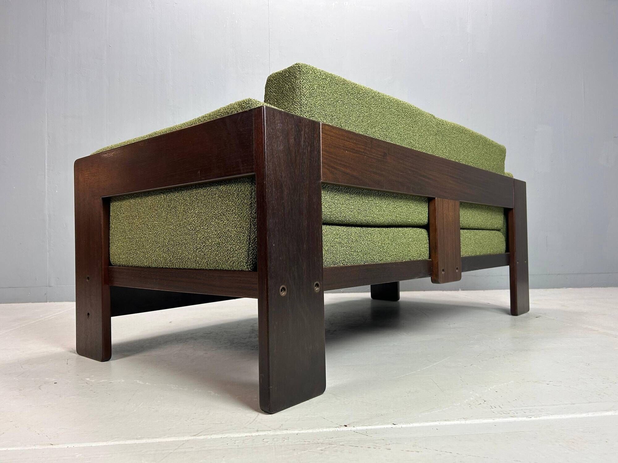Tobia Scarpa new Green Boucle "Bastiano" 2-Seater Sofa for Knoll, 1960s