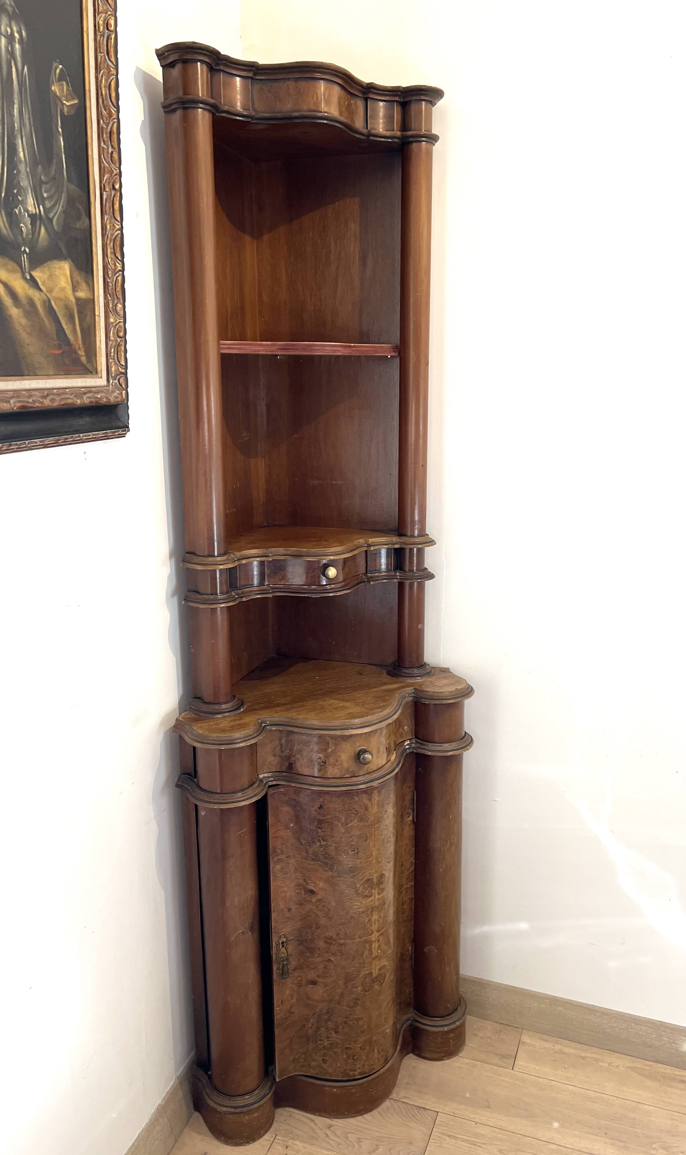 Corner cabinet in Burl Walnut