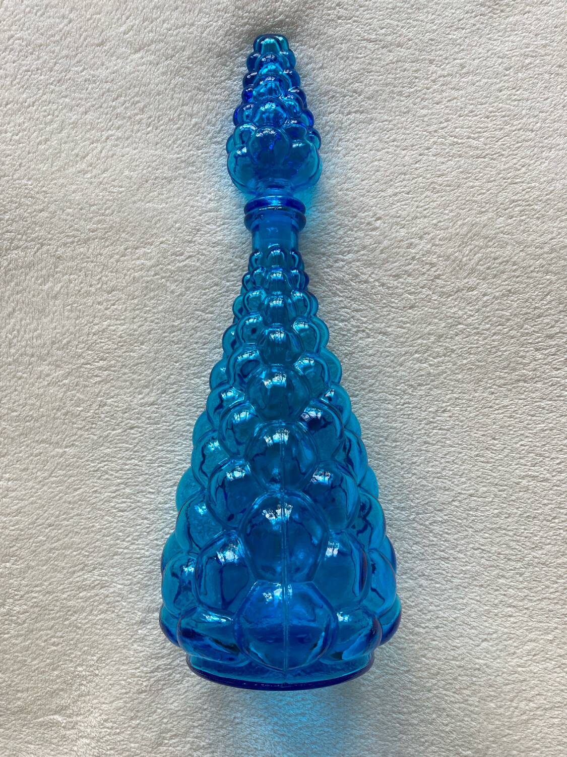 Blue glass bottle from Empoli, Italy