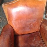 Pair of club chairs with mustaches in havana leather in their juices circa 1930