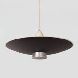 BLACK METAL PENDANT LAMP WITH DIFFUSER BY LOUIS KALFF FOR PHILIPS, 1950S