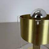 Postmodern Brass Acryl Glass Cubic Table Light, Italy 1970