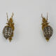 Pair of vintage wall lamps with pearl deer head and glass grapevines