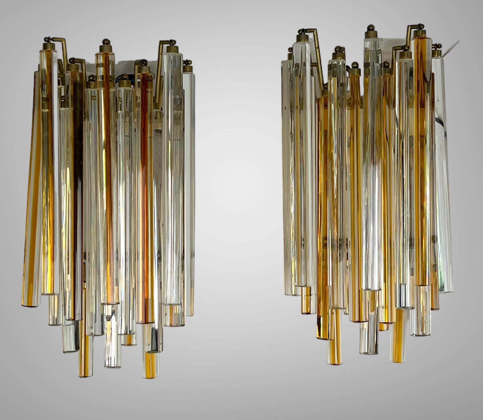 Pair of crystal sconces called "cascade" vintage murano by paolo venini