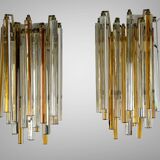 Pair of crystal sconces called "cascade" vintage murano by paolo venini