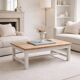 Table basse vintage en bois – esprit campagne chic.