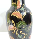 Old Large black vase decorated with leaves /vintage/ XXsiecle/potiche