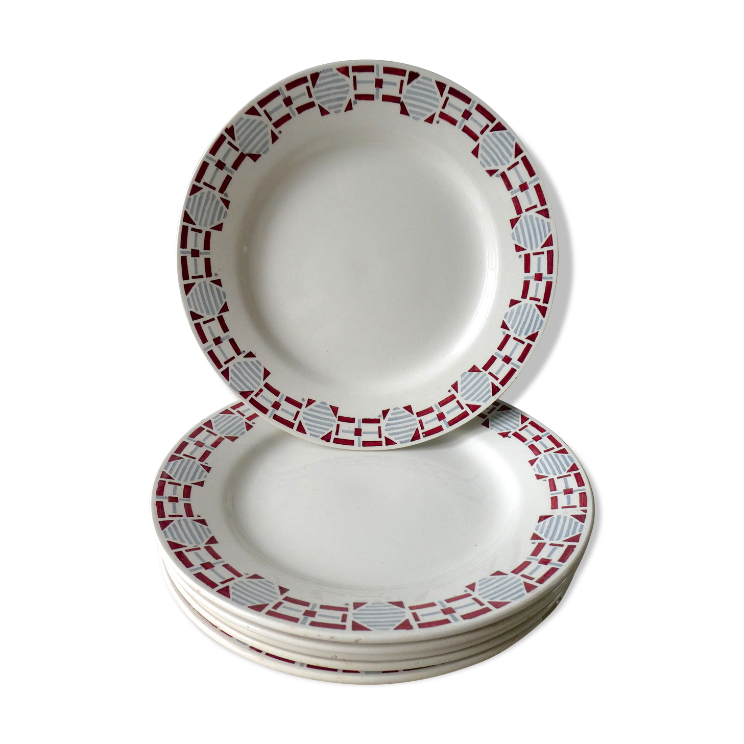 Set of 6 dinner plates ceramic Saint Amand 50s
