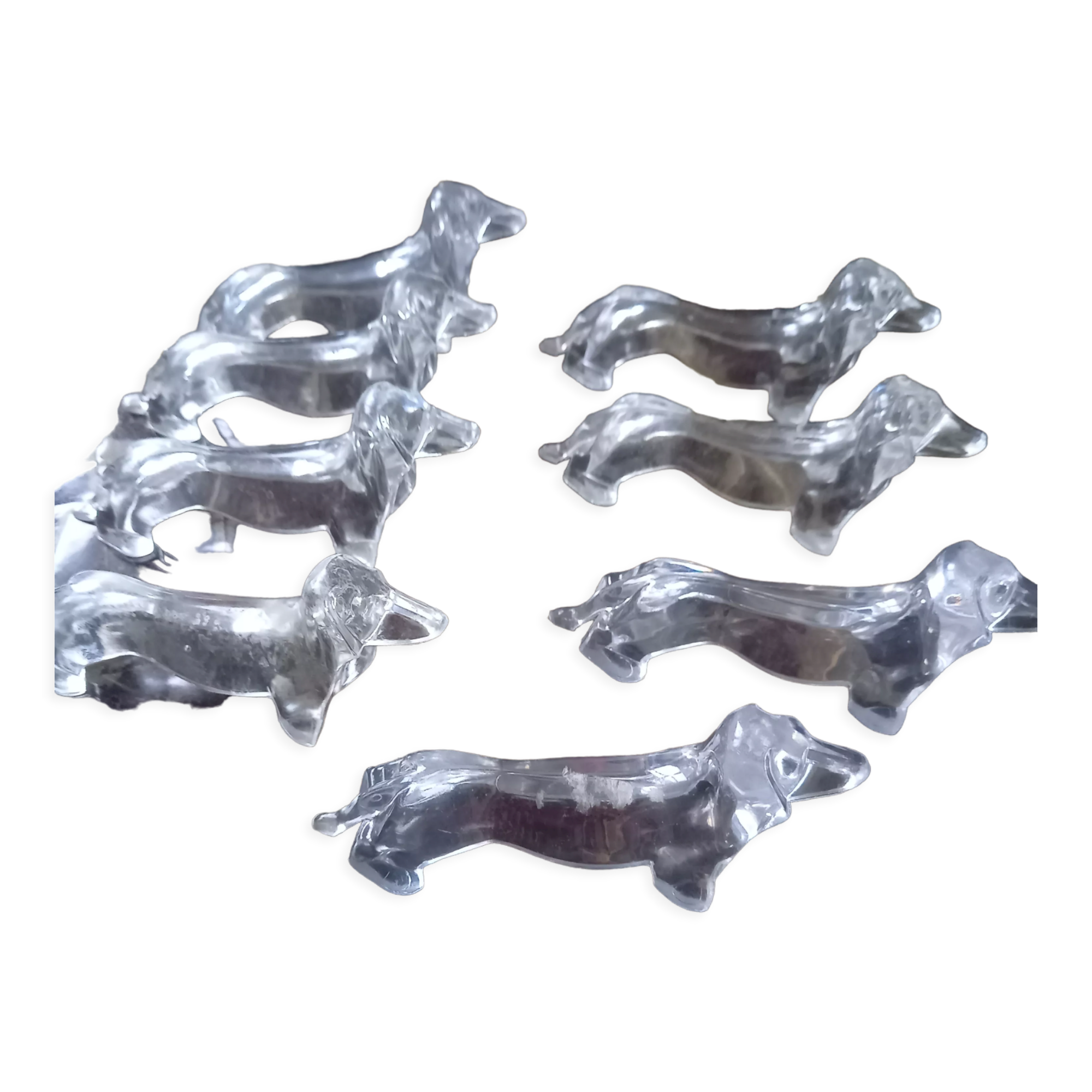 Lot 8 knife holders "dachshund" dog celluloid vintage 70