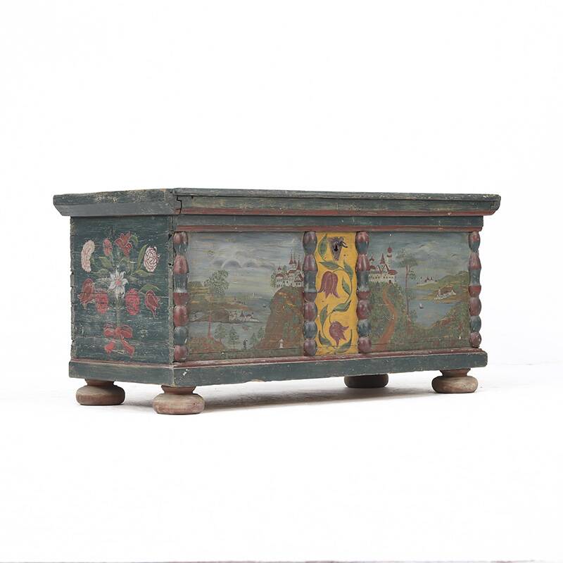 Large Rustic Farmhouse Romantic Folk Art Bridal Chest