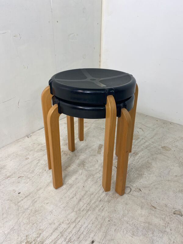 Tabourets vintage de style scandinave de Kembo, années 1970, Ensemble de 2