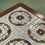 1970s teak coffee table with tiled top