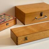 3 vintage dovetail wooden boxes