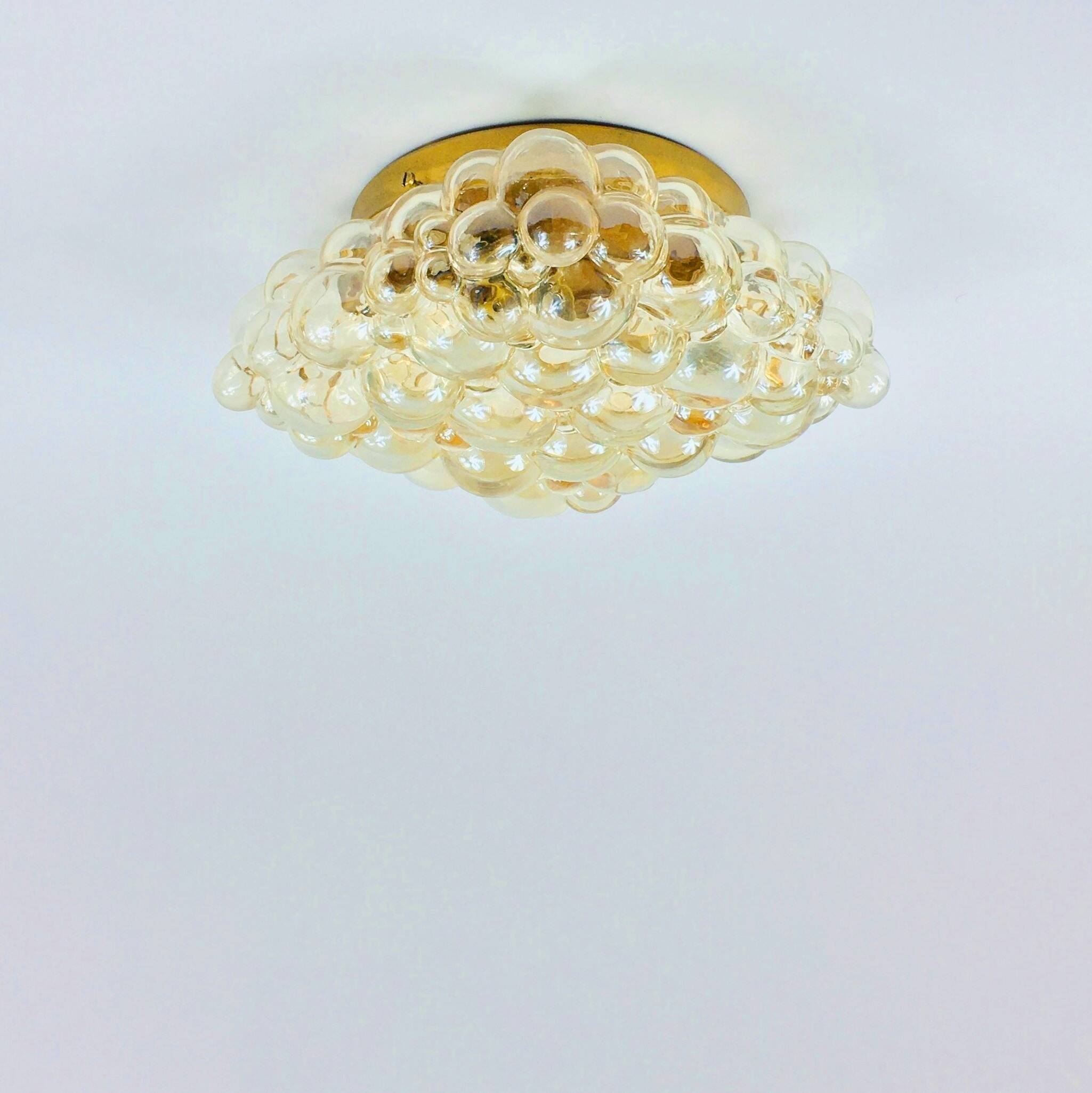Mid-Century Amber Bubble Glass Wall Light or Flush Mount by Helena Tynell for Limburg, Germany, 1970