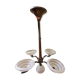 Lustre années 40 4 branches 5 globes en opaline