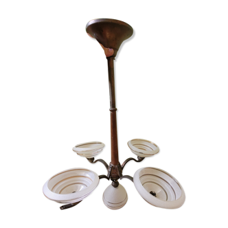 Chandelier year 40 - 4 branches - 5 opaline globes