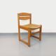 Chaise traîneau vintage en bois de hêtre et cannage des années 70 80