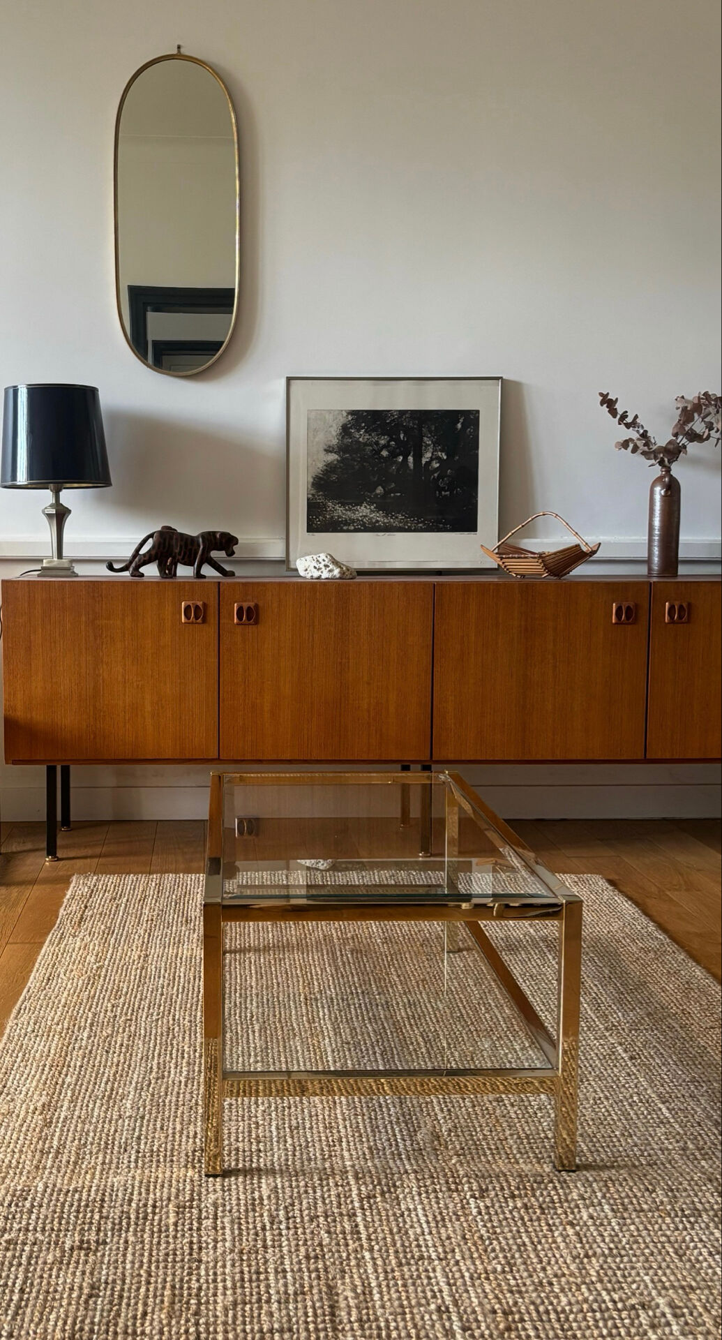 Table basse à double plateau des années 70