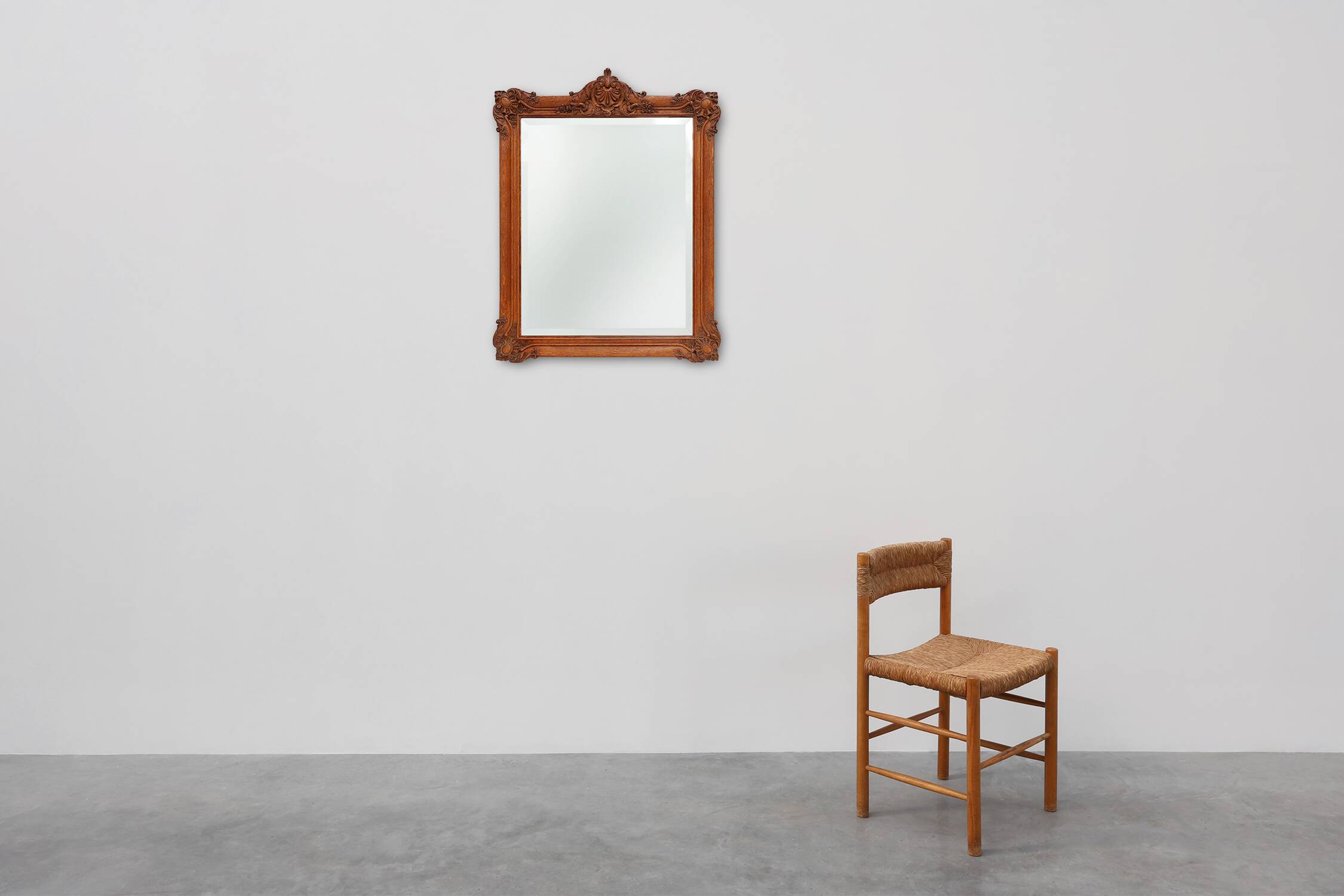 Baroque carved wooden beveled mirror in Louis XV style, France 1900s