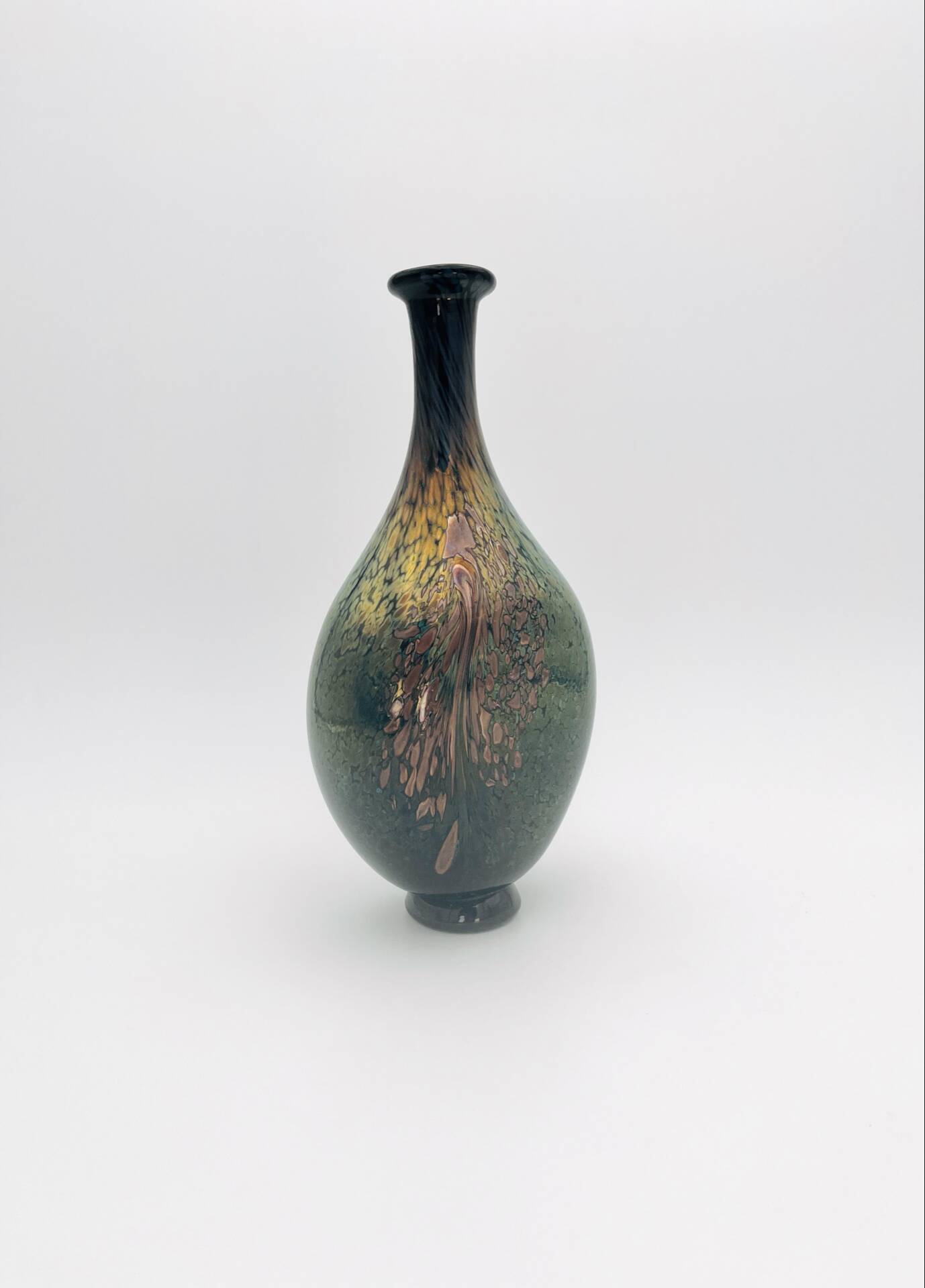 Vase R Pierini Studio Glass 1984 Copper 27cm Mineral Inclusions Signed