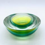 Cendrier flavio poli, murano, vert/jaune, seguso, 1970
