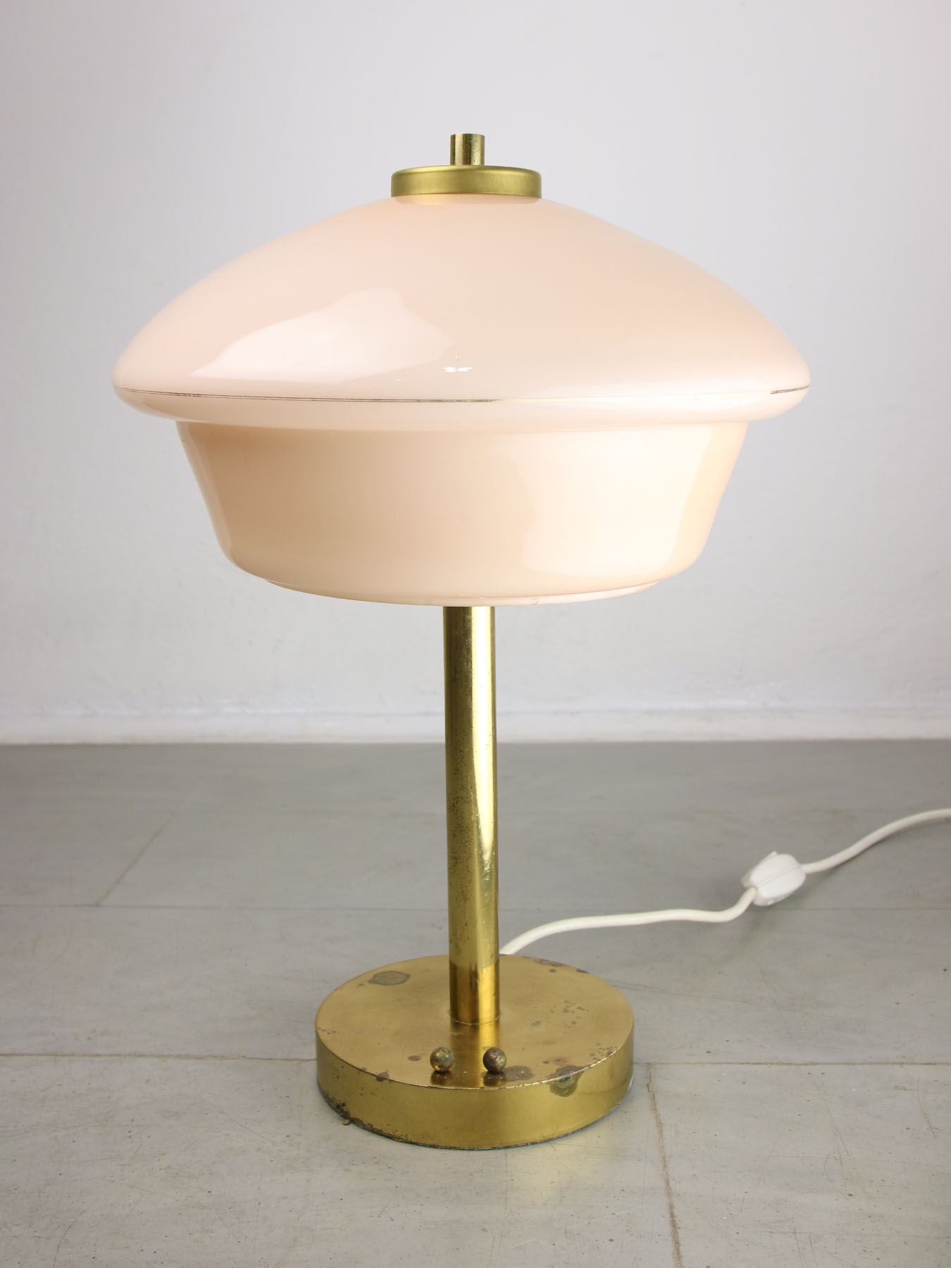 Mid-century brass & glass table lamp